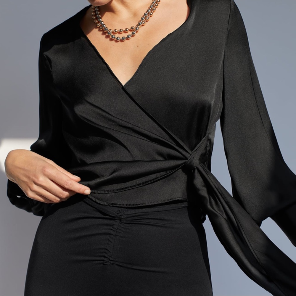 Satin Effect Wrap Top